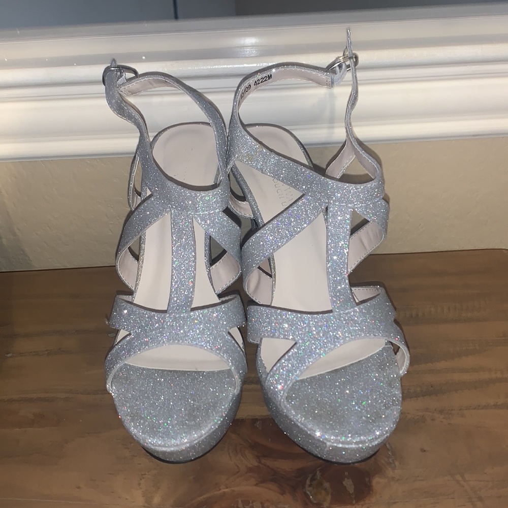 Sparkly silver heels from DSW